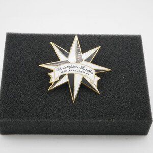 Christopher Radko 10th Anniversary Star Pin Badge Gold & Black Enamel Finish